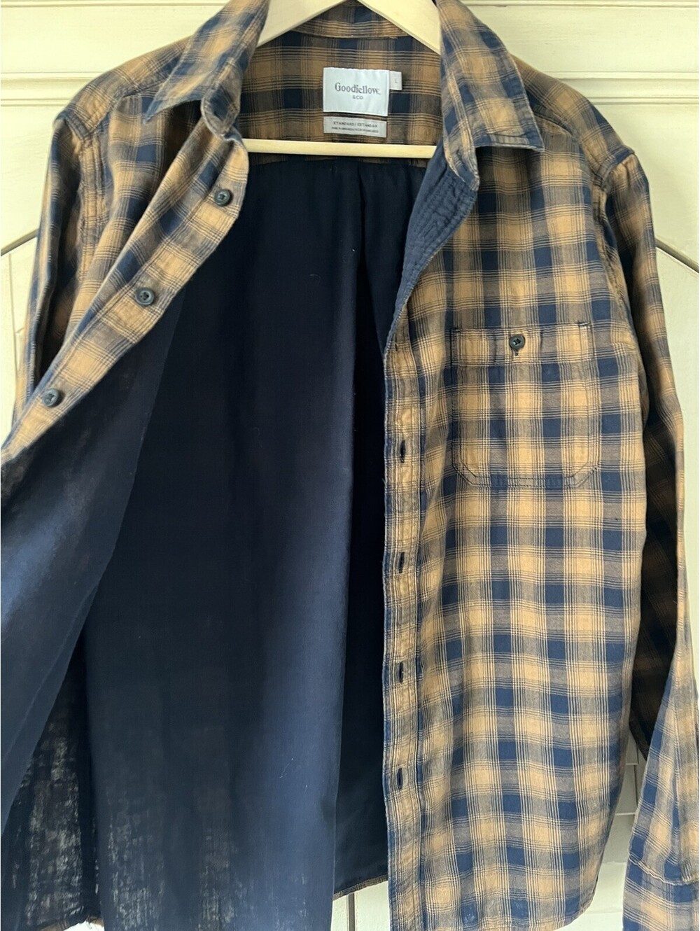Goodfellow & Co Mens Plaid Button-Down Shirt Size Large 100% Cotton